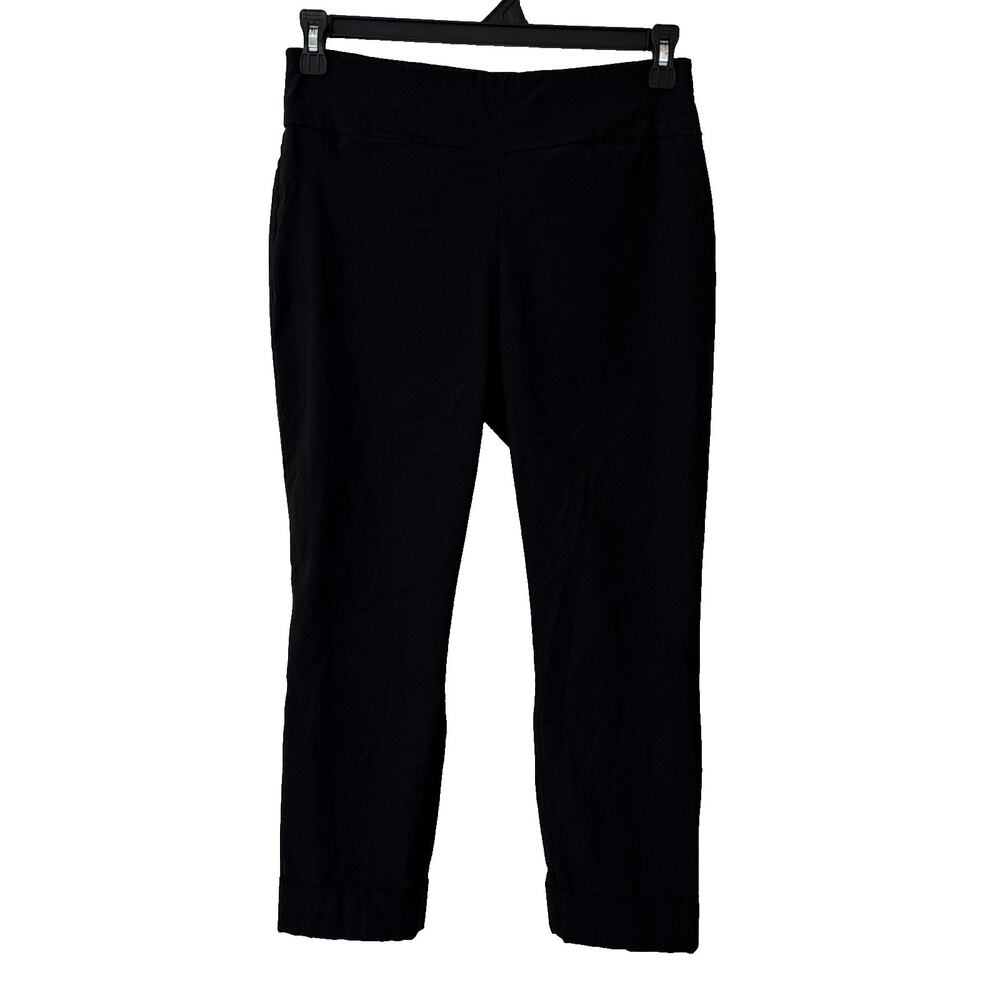 7th Avenue New York & Co. Black Stretch Pull On Cuffed Crop Pants Sz M